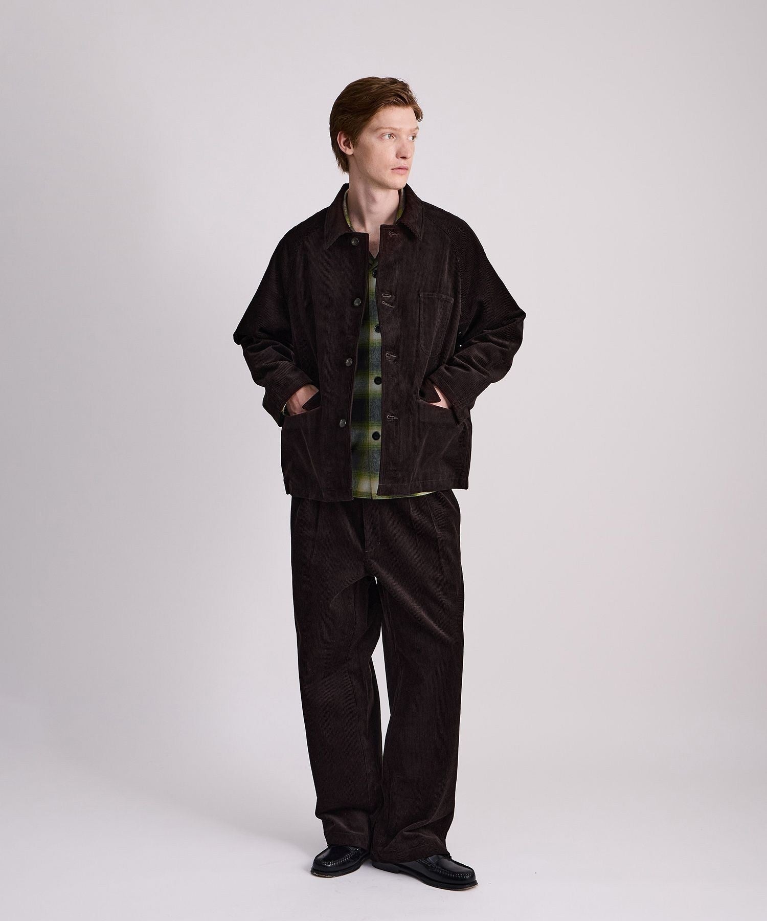 George Corduroy Wide Two Tuck Pants