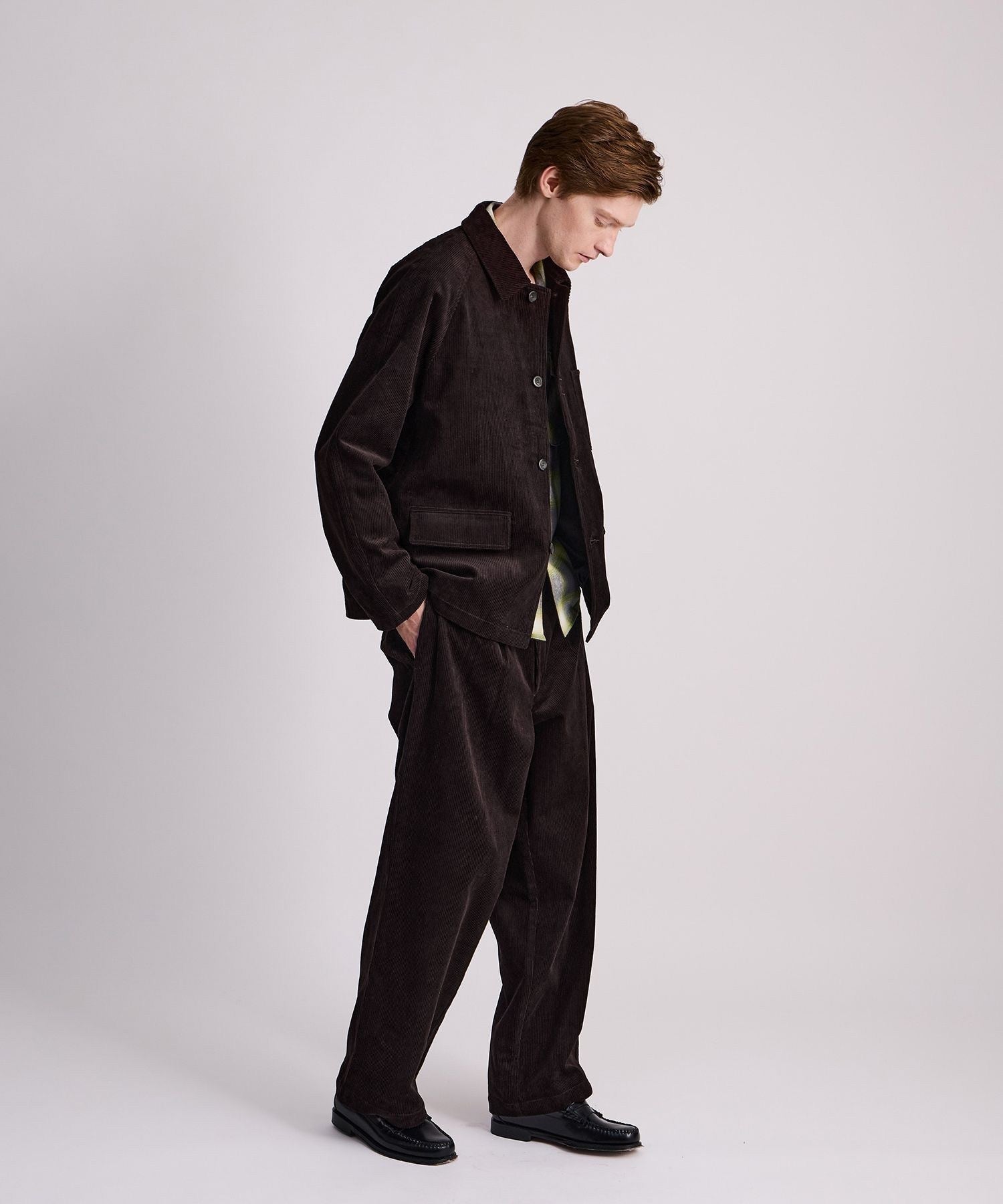 George Corduroy Wide Two Tuck Pants