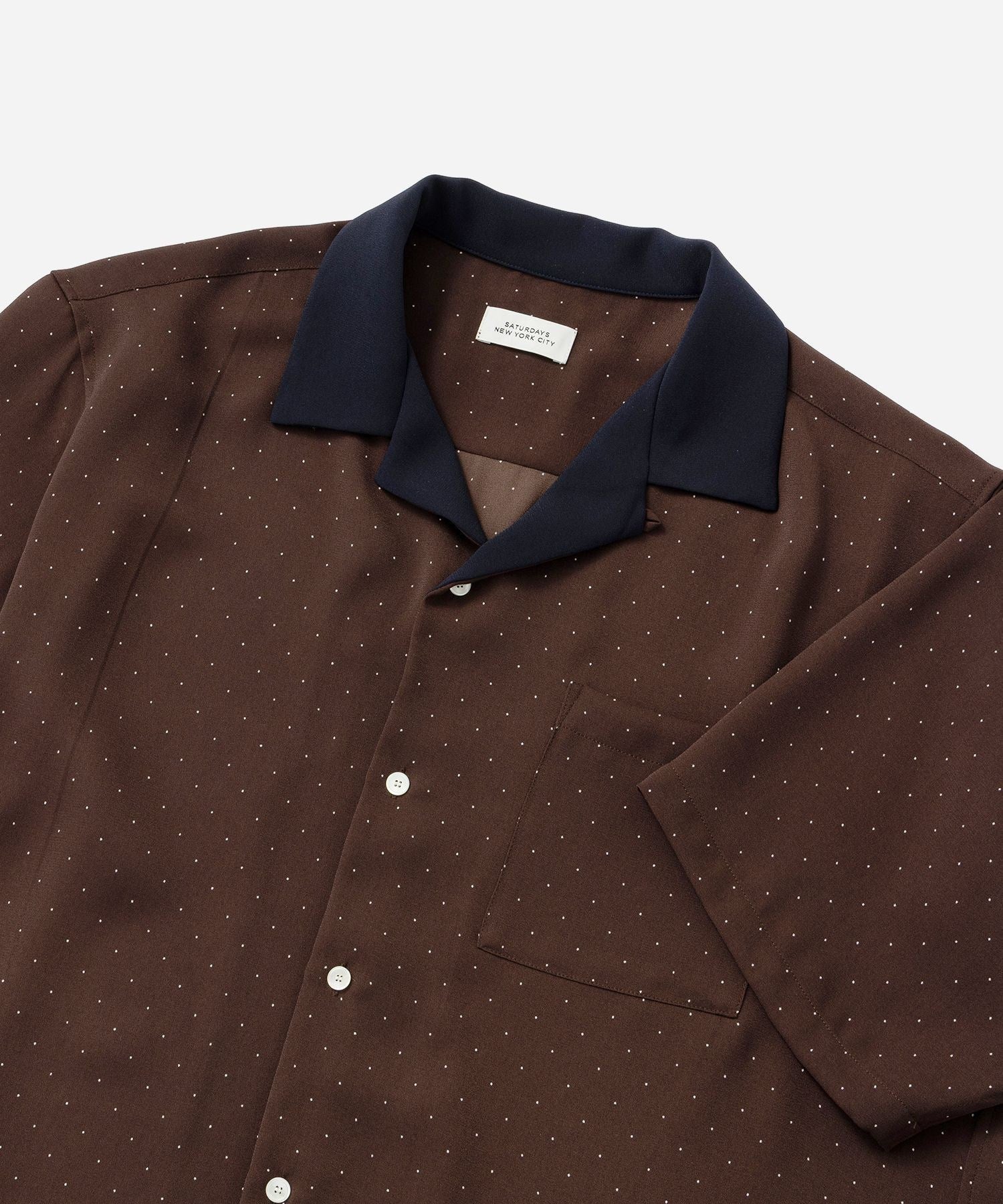 Hester Dot Print Open Collar SS Shirt