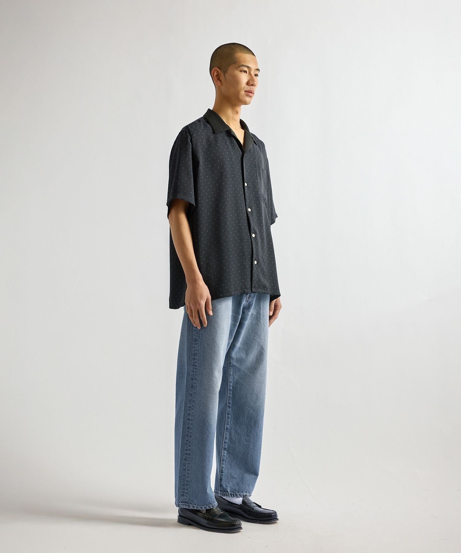 Hester Dot Print Open Collar SS Shirt