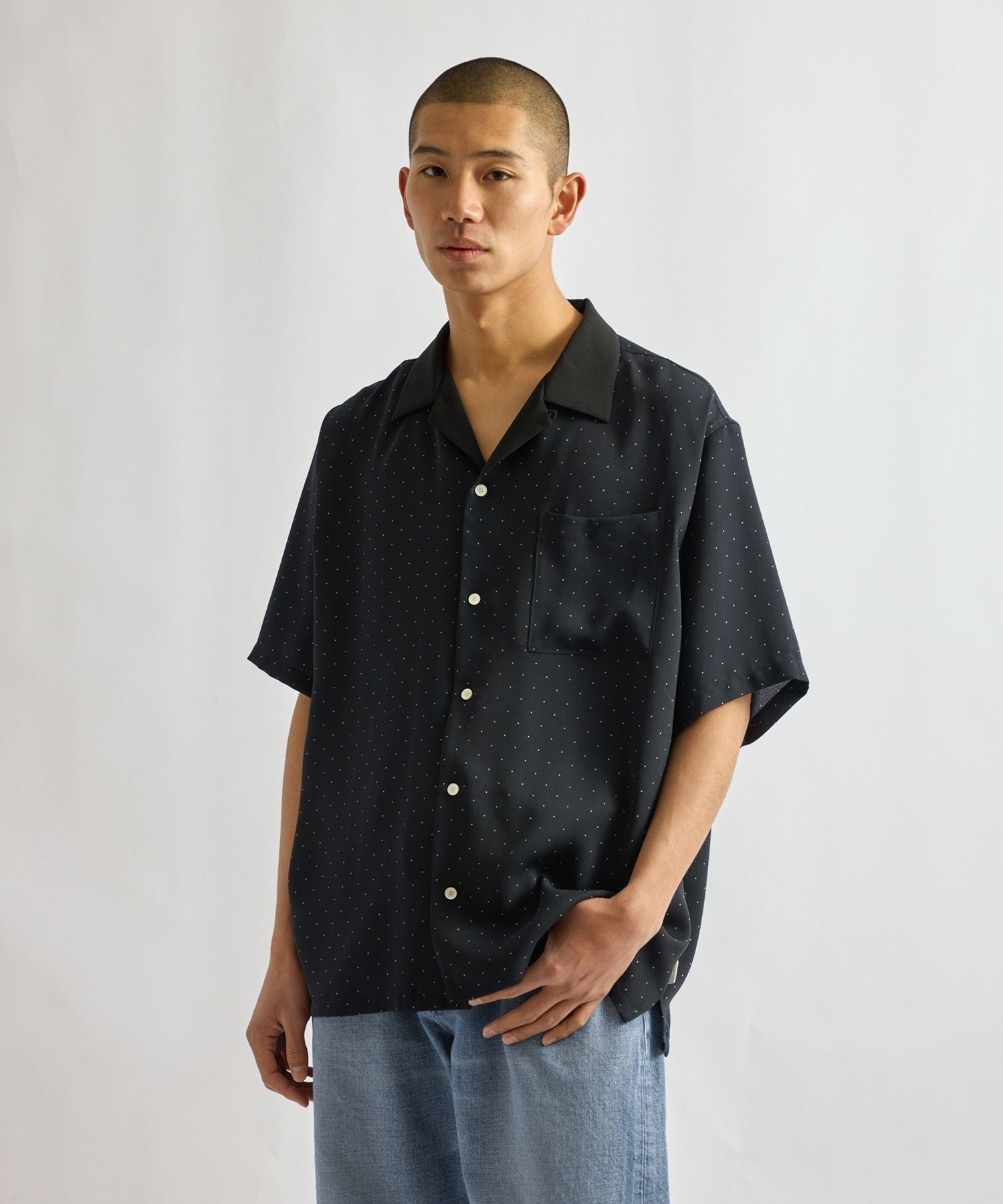 Hester Dot Print Open Collar SS Shirt