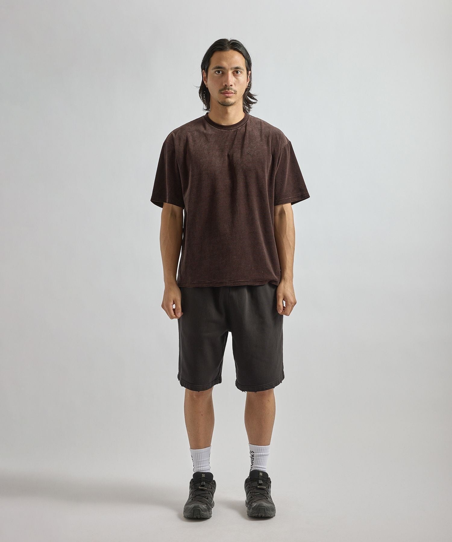 Velour Stripe Relaxed SS T-Shirt