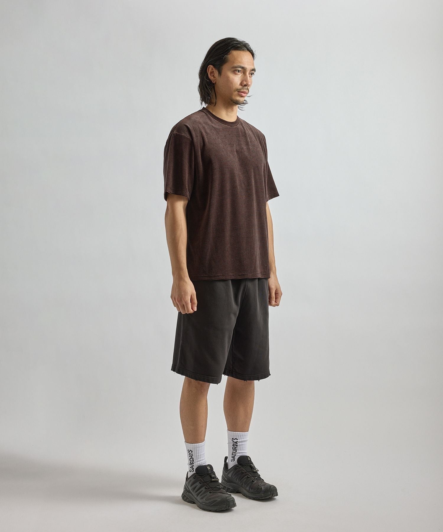 Velour Stripe Relaxed SS T-Shirt