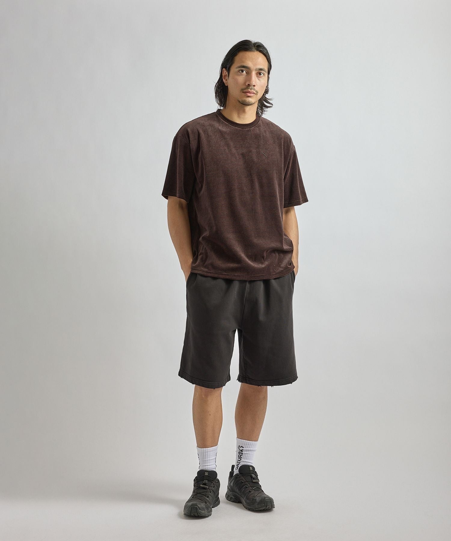 Velour Stripe Relaxed SS T-Shirt