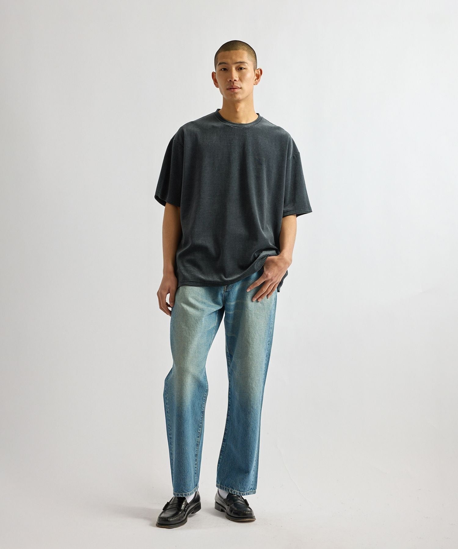 Velour Stripe Relaxed SS T-Shirt