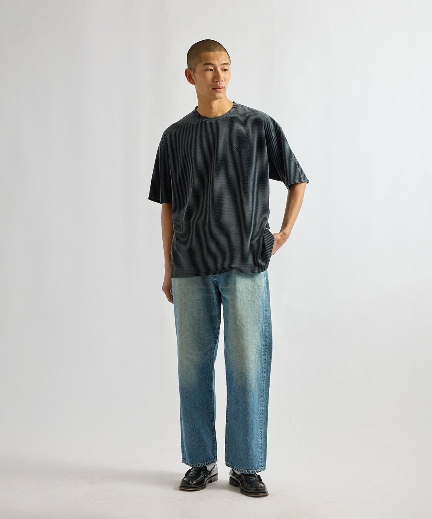 Velour Stripe Relaxed SS T-Shirt