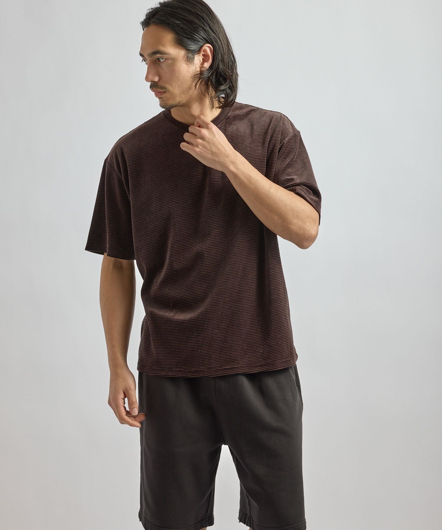 Velour Stripe Relaxed SS T-Shirt