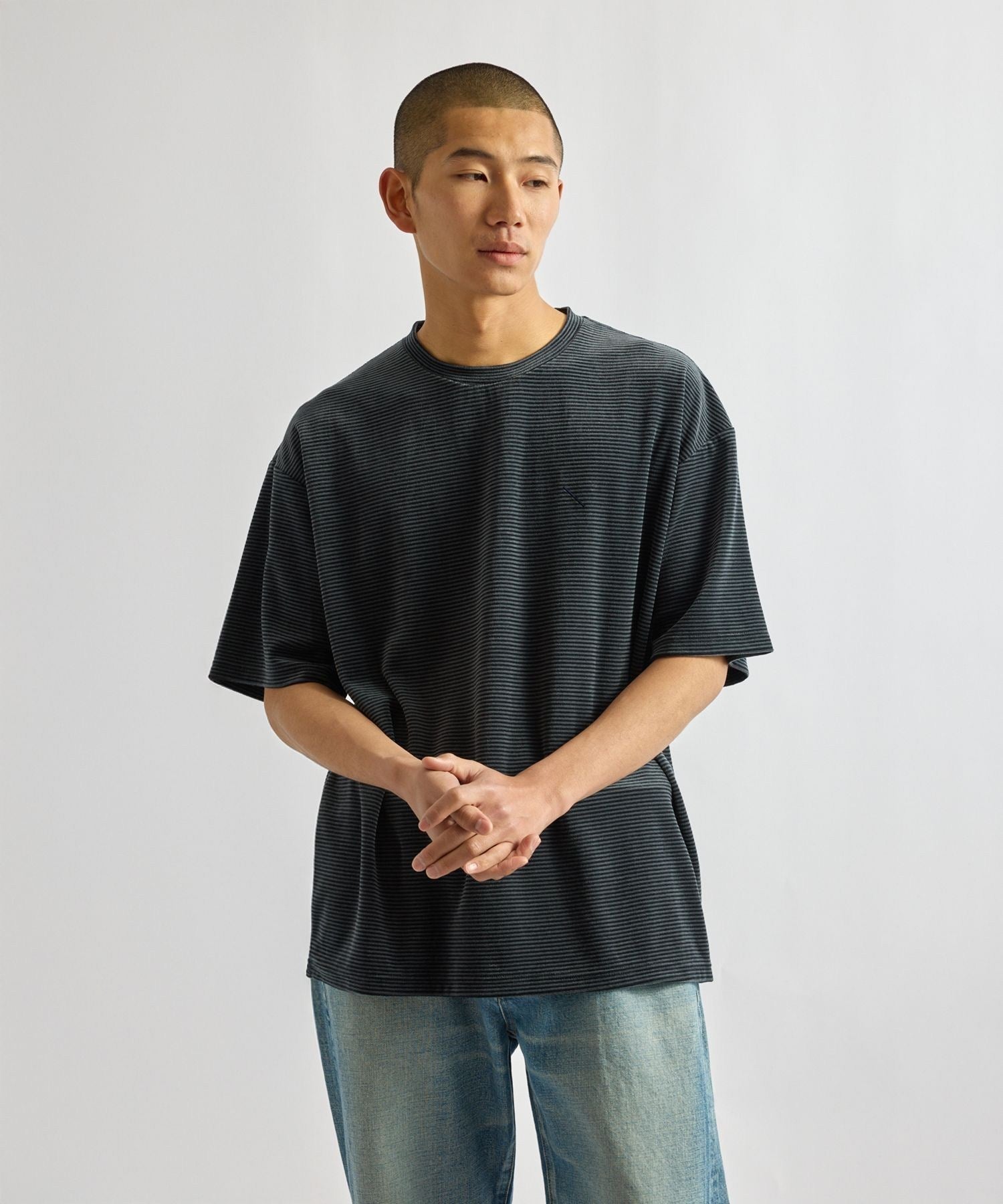 Velour Stripe Relaxed SS T-Shirt