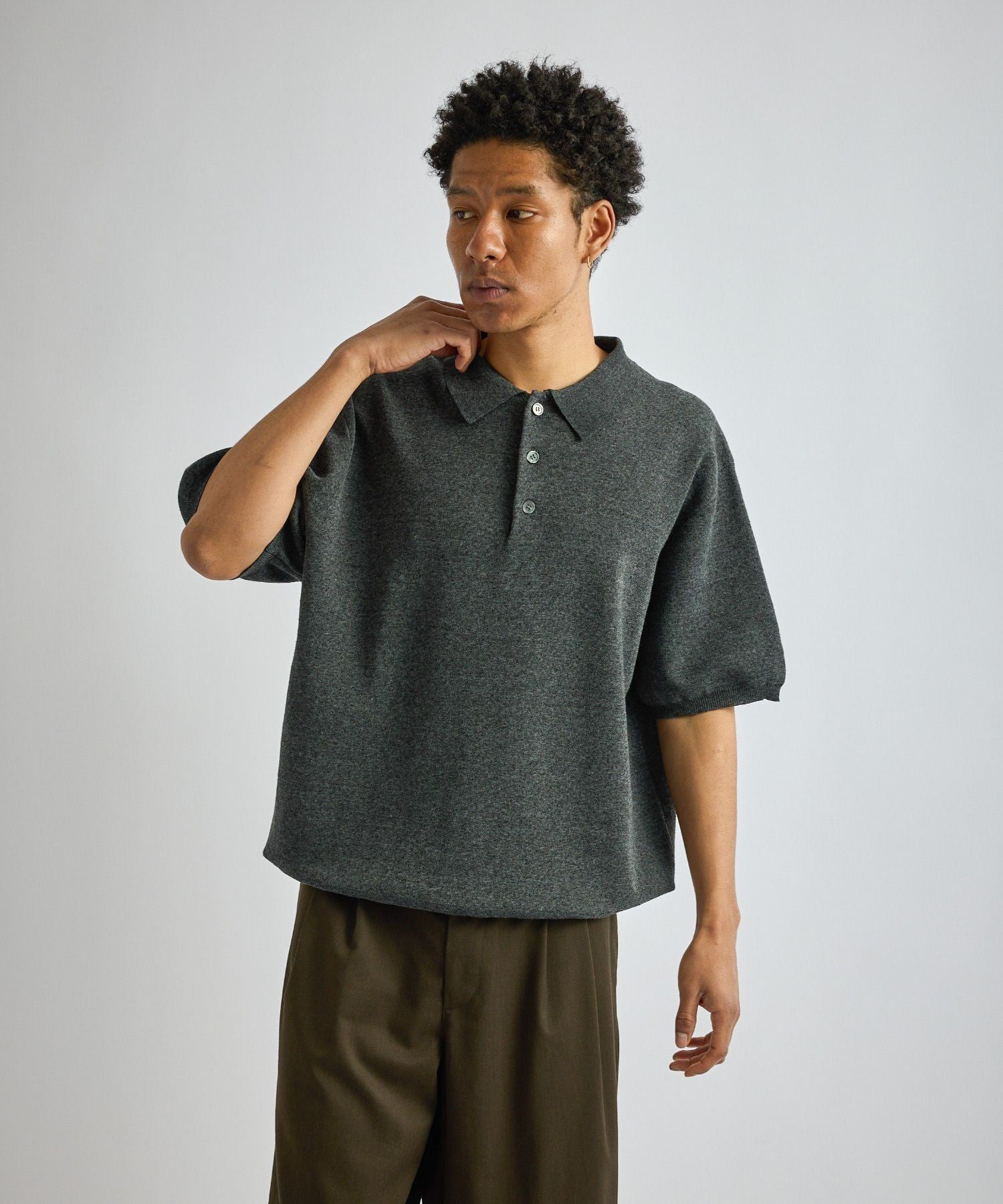 【2021FW】 エビセンスケートボード 善悪ニットポロシャツ ラグラン M Jahmad Linen Knit Polo | Saturdays NYC Japan