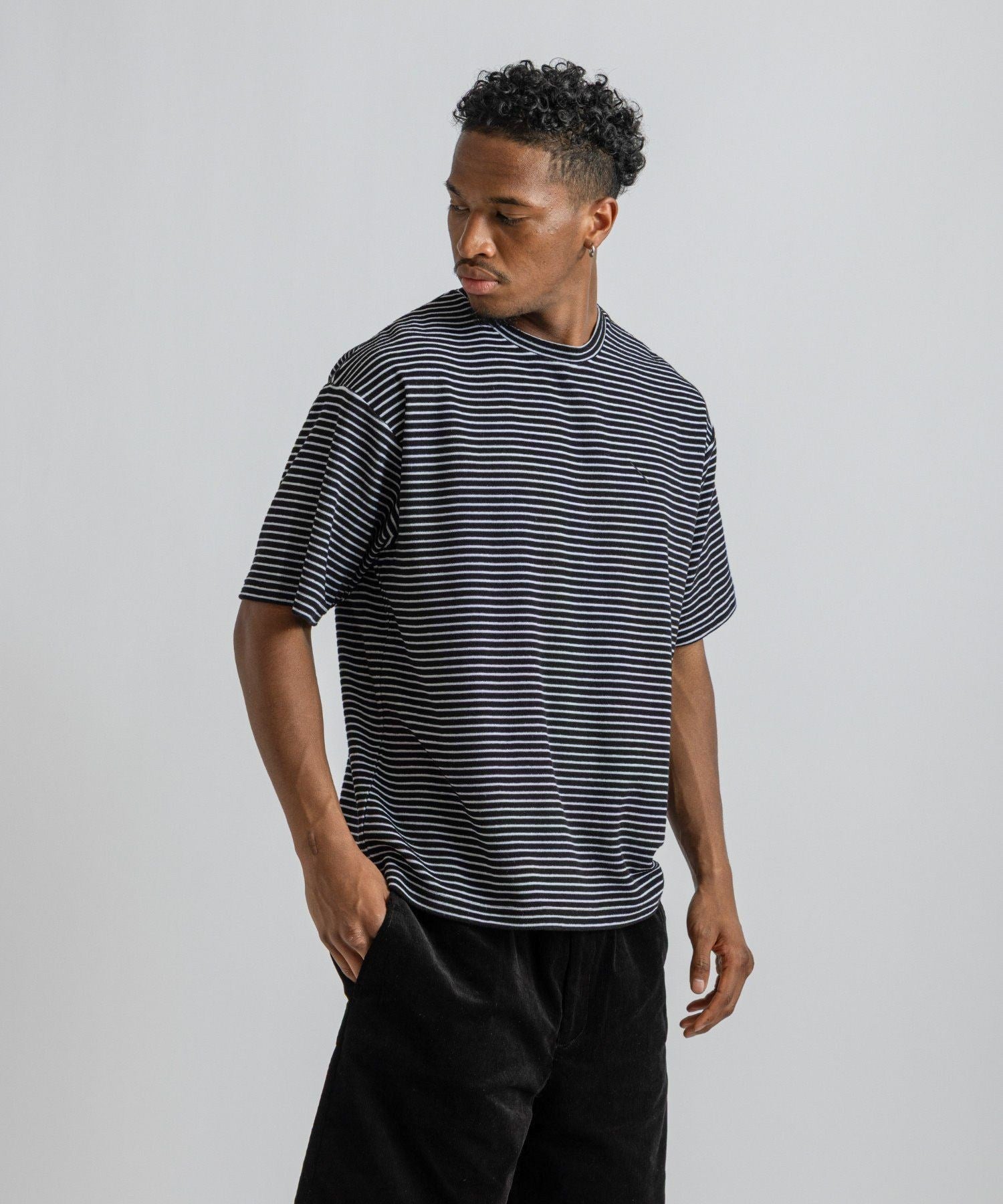 Brandon Striped Pile Relaxed SS Tee