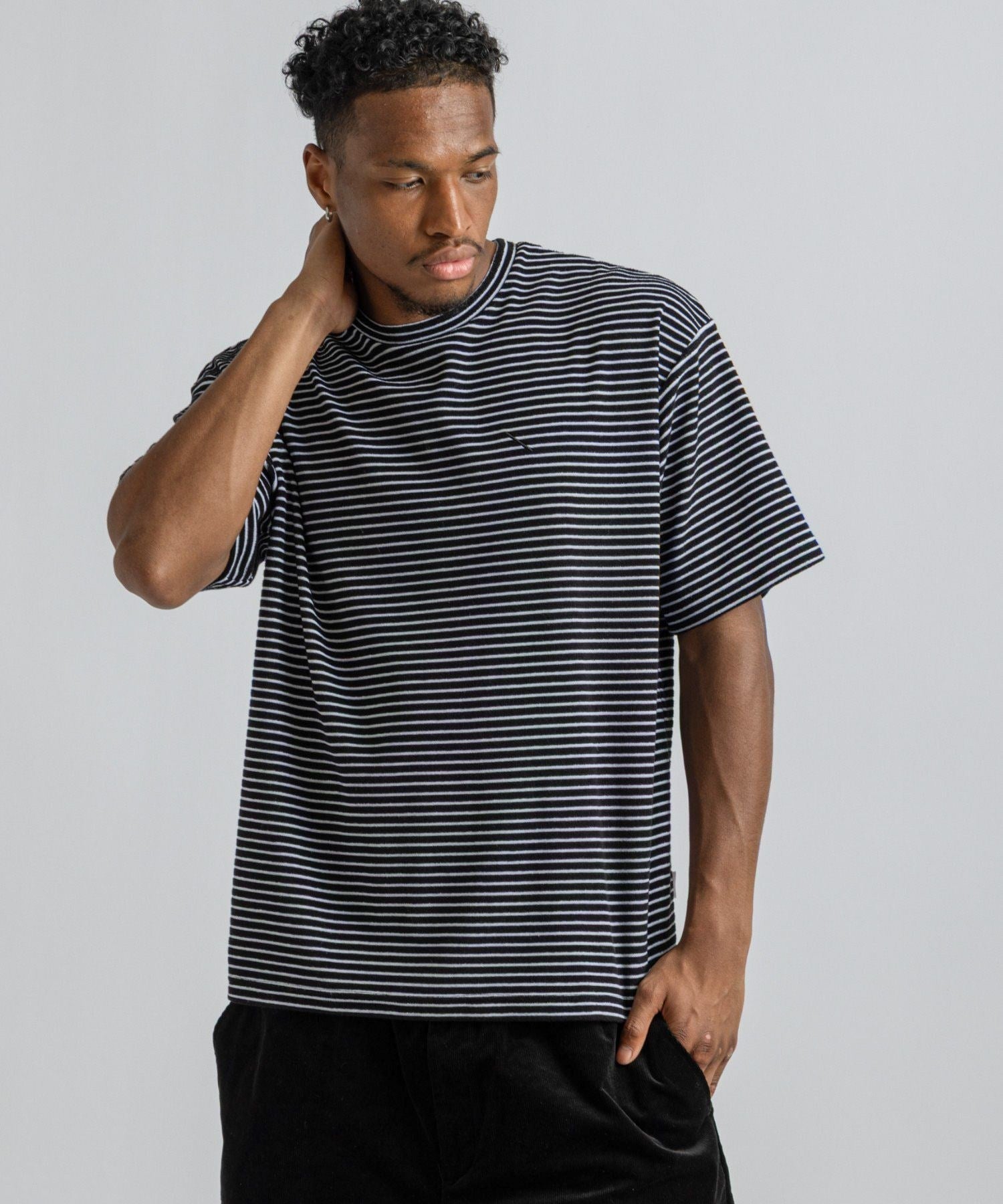 Brandon Striped Pile Relaxed SS Tee