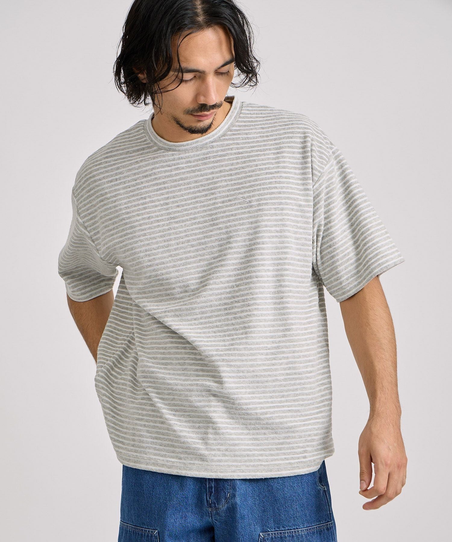 Brandon Striped Pile Relaxed SS Tee