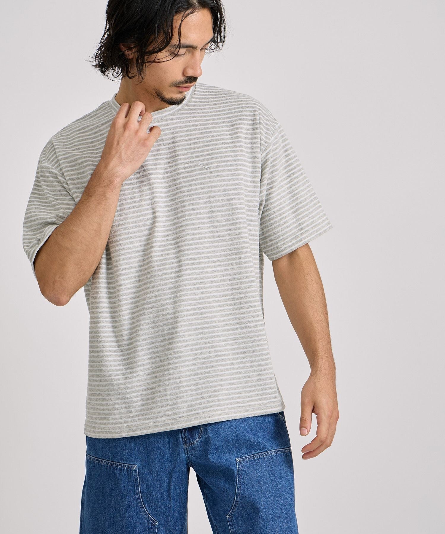 Brandon Striped Pile Relaxed SS Tee