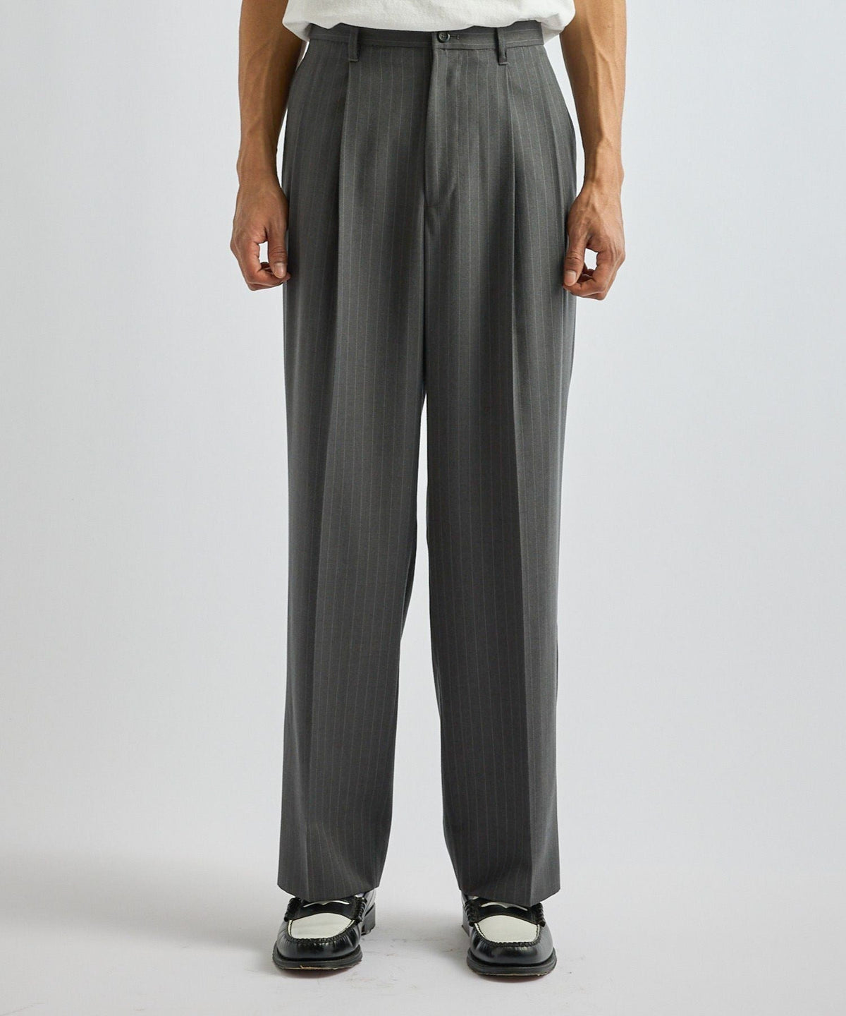 George Herringbone Stripe Two Tuck Pant