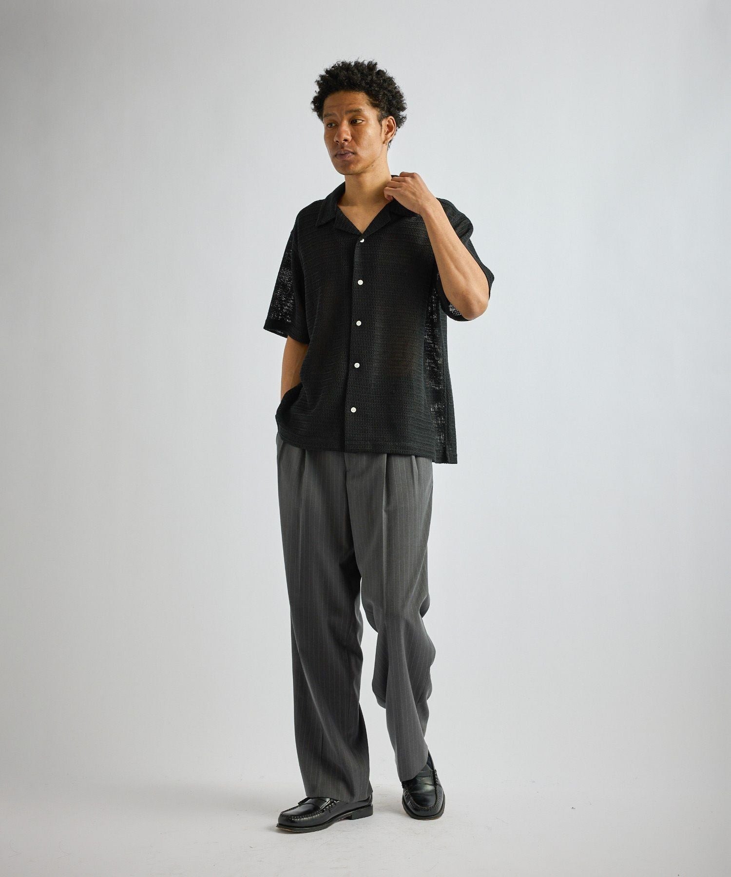 George Herringbone Stripe Two Tuck Pant