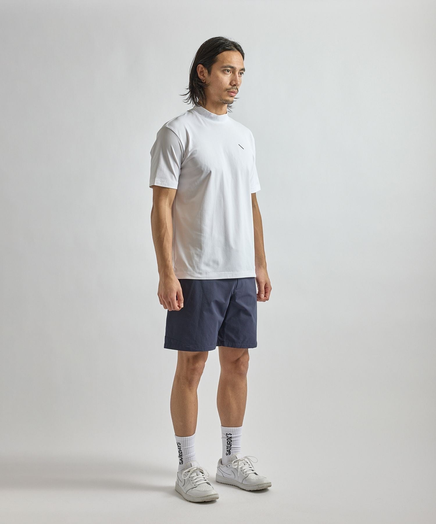 SS Dot Mesh Half Mockneck Shirt