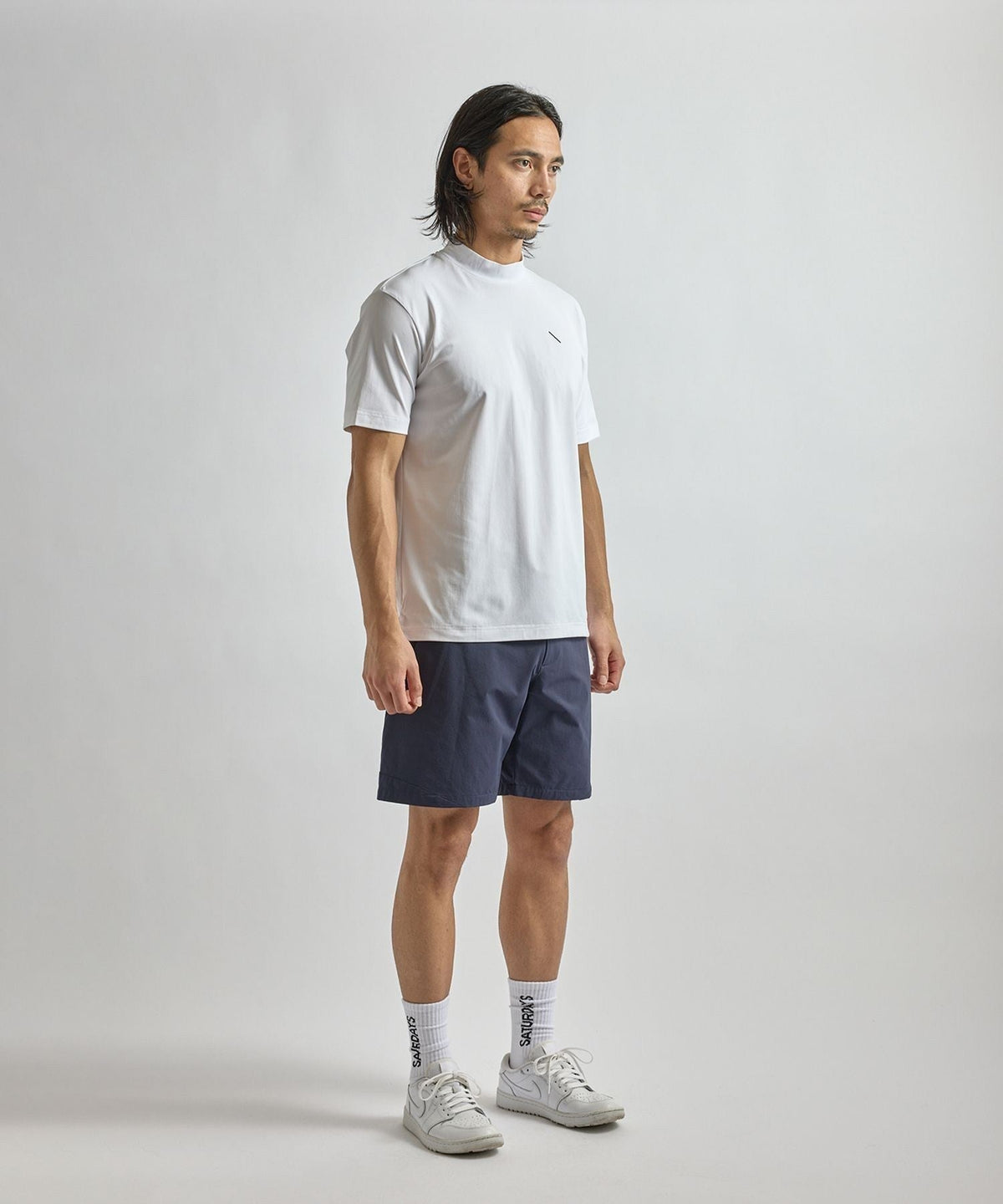 SS Dot Mesh Half Mockneck Shirt