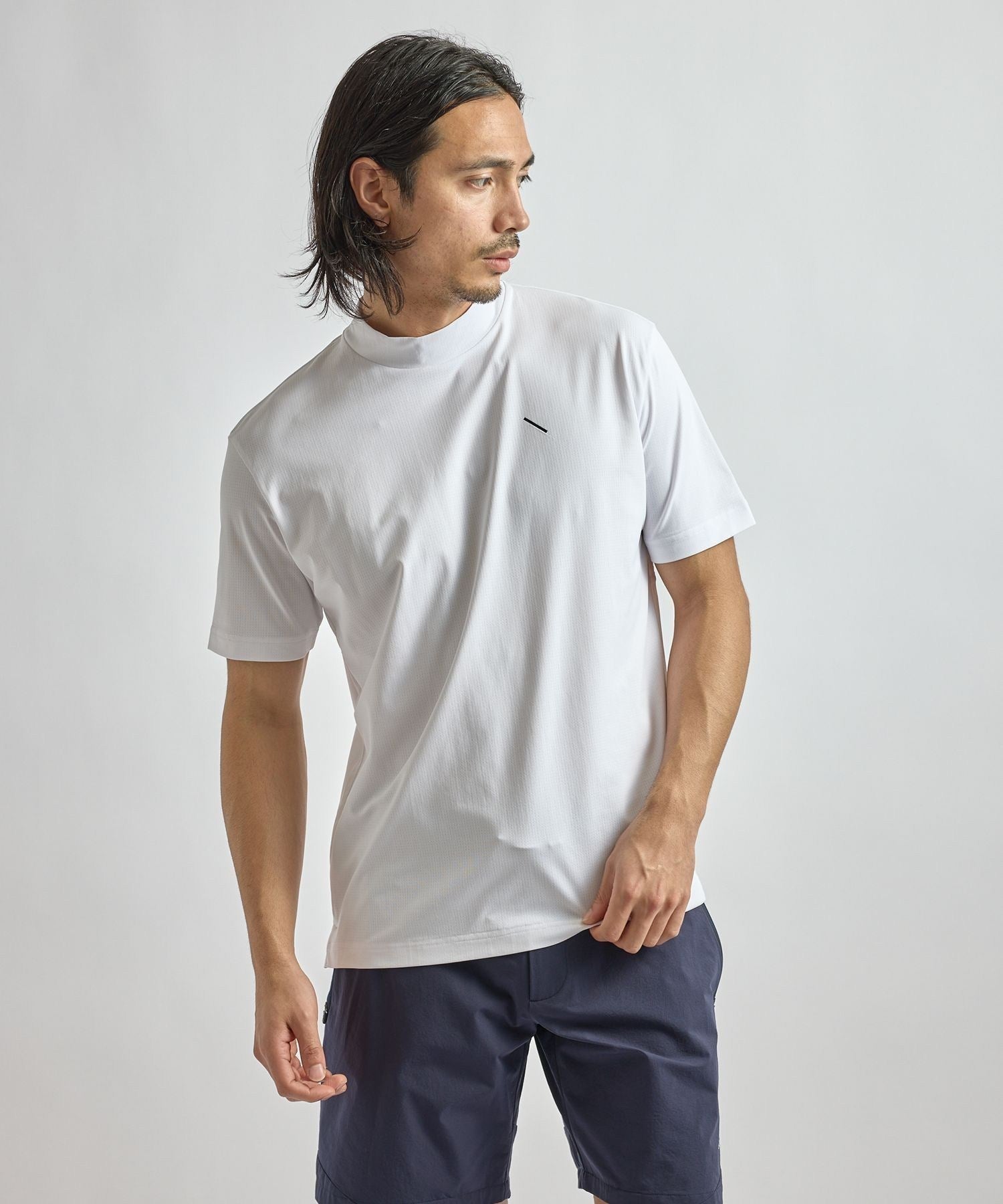 SS Dot Mesh Half Mockneck Shirt