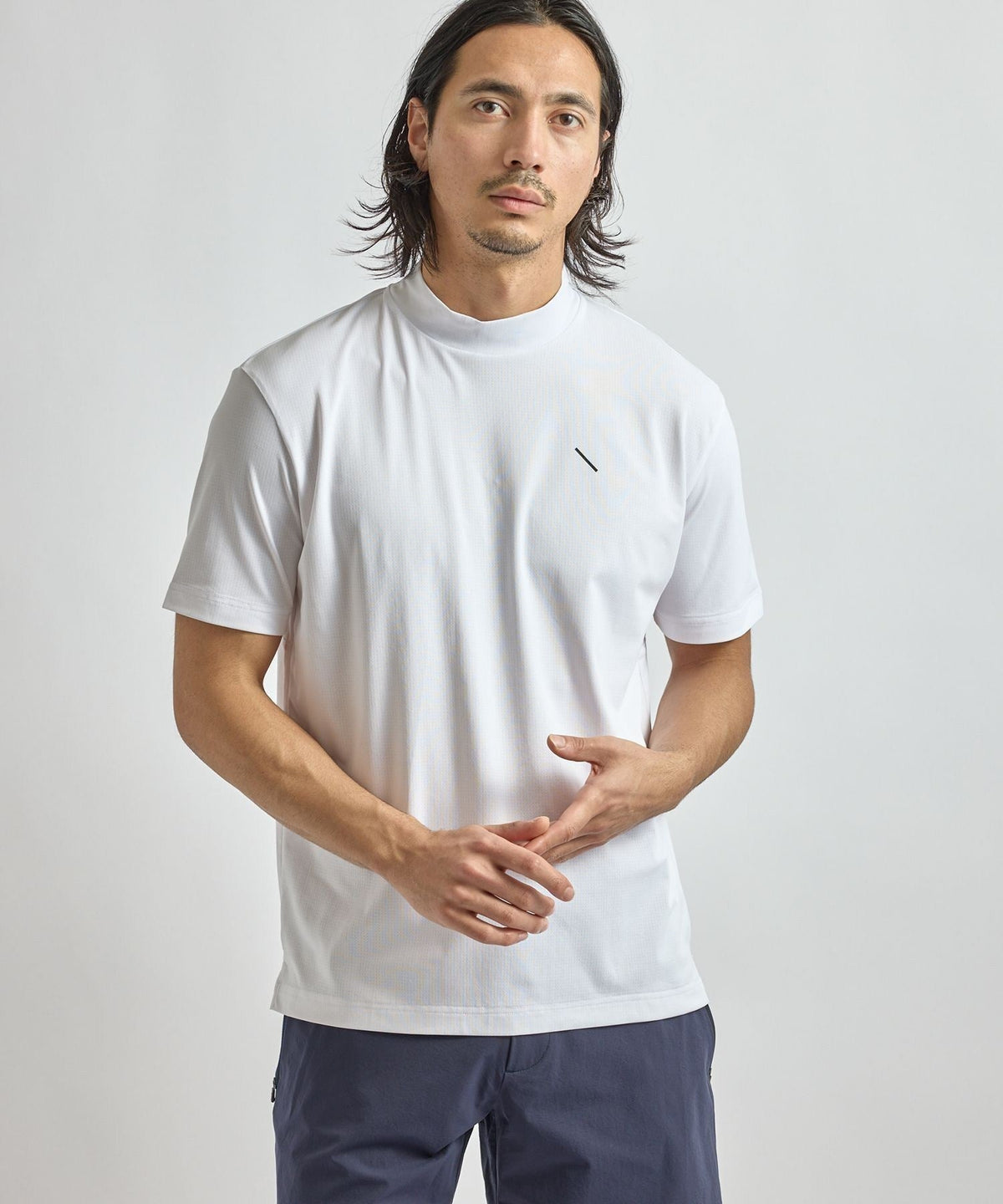 SS Dot Mesh Half Mockneck Shirt
