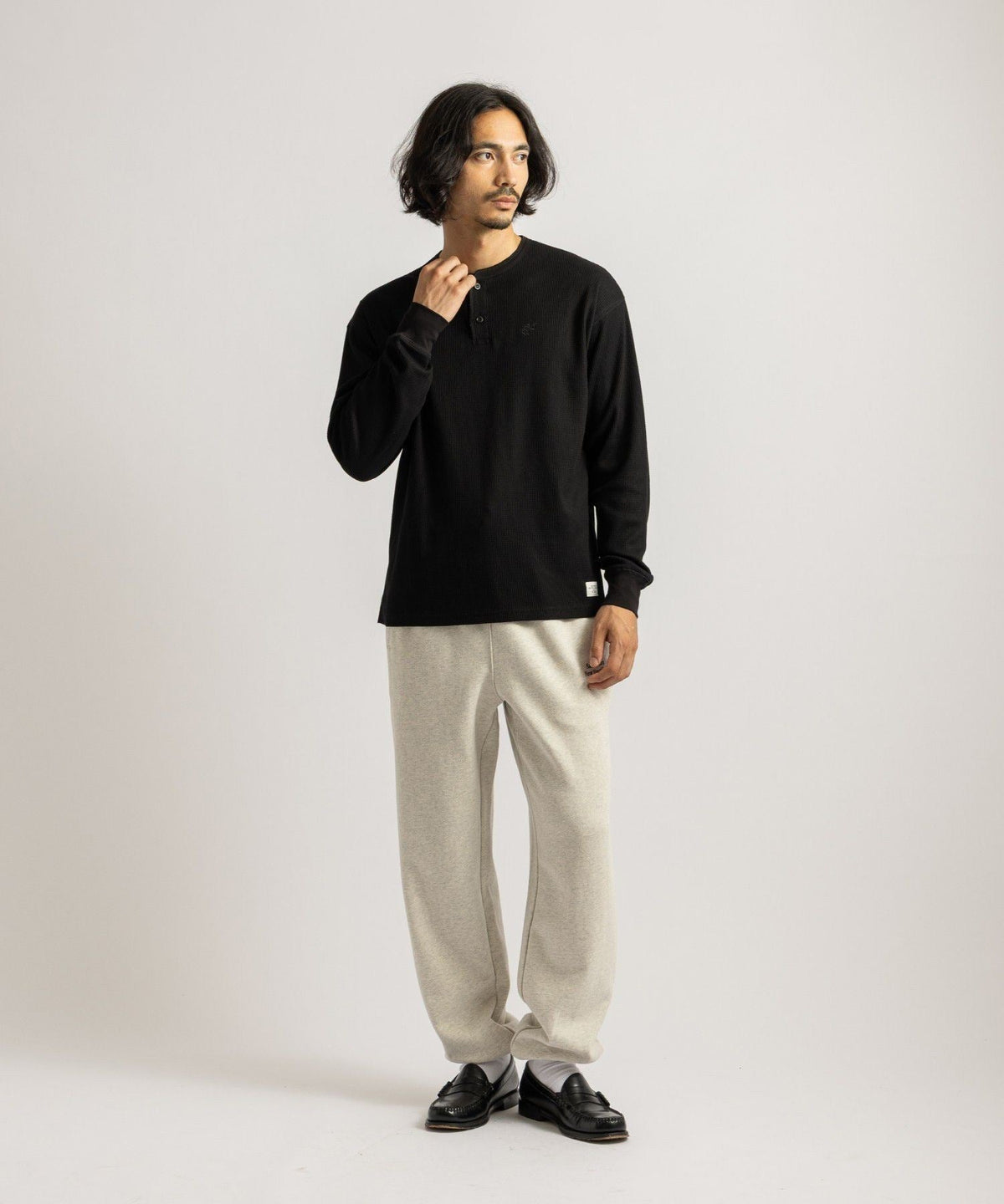 Alex Waffle Henley Neck Top