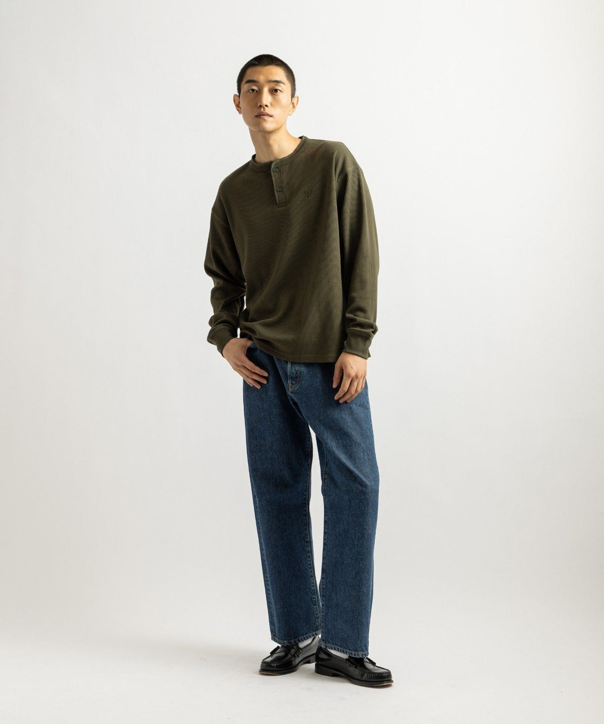 Alex Waffle Henley Neck Top