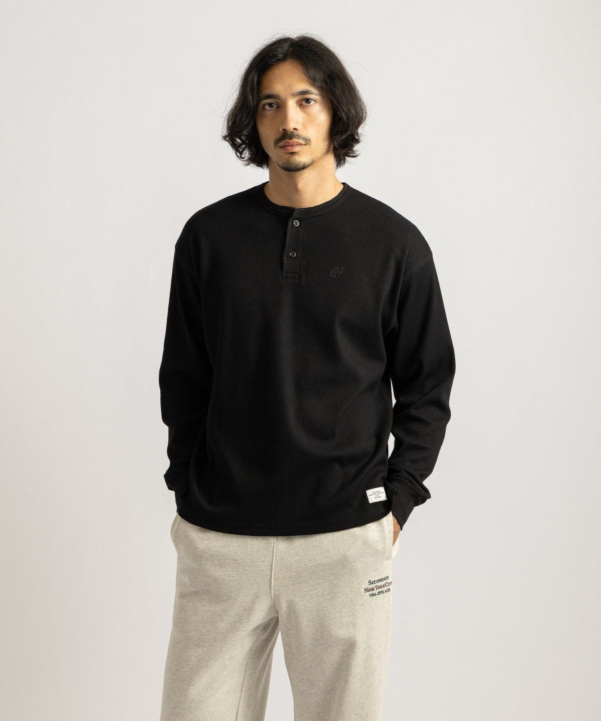 Alex Waffle Henley Neck Top