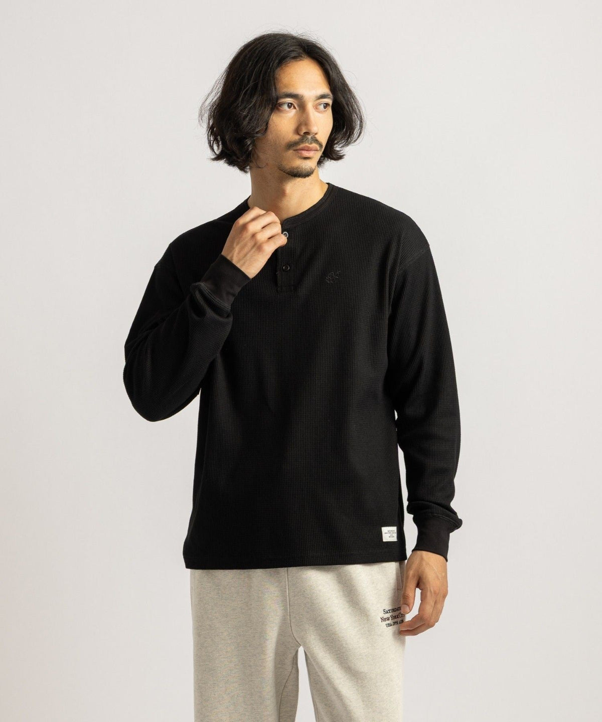 Alex Waffle Henley Neck Top