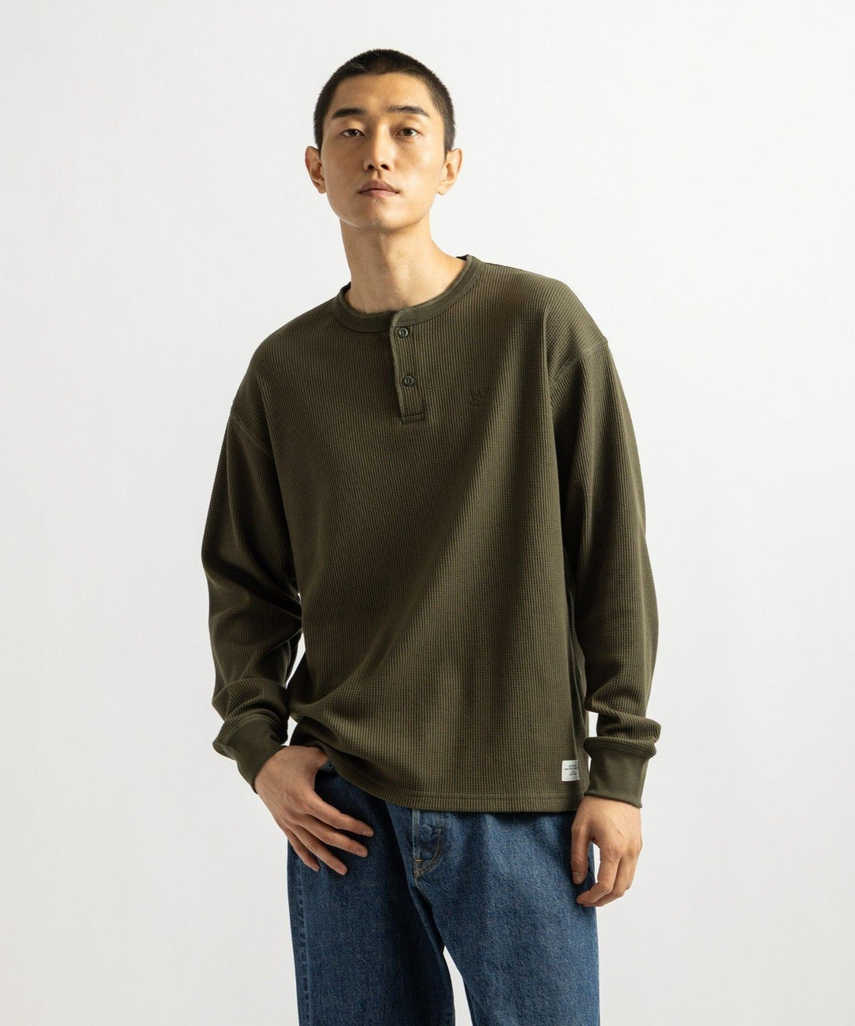Alex Waffle Henley Neck Top