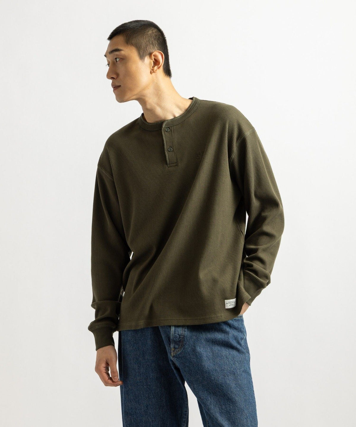 Alex Waffle Henley Neck Top