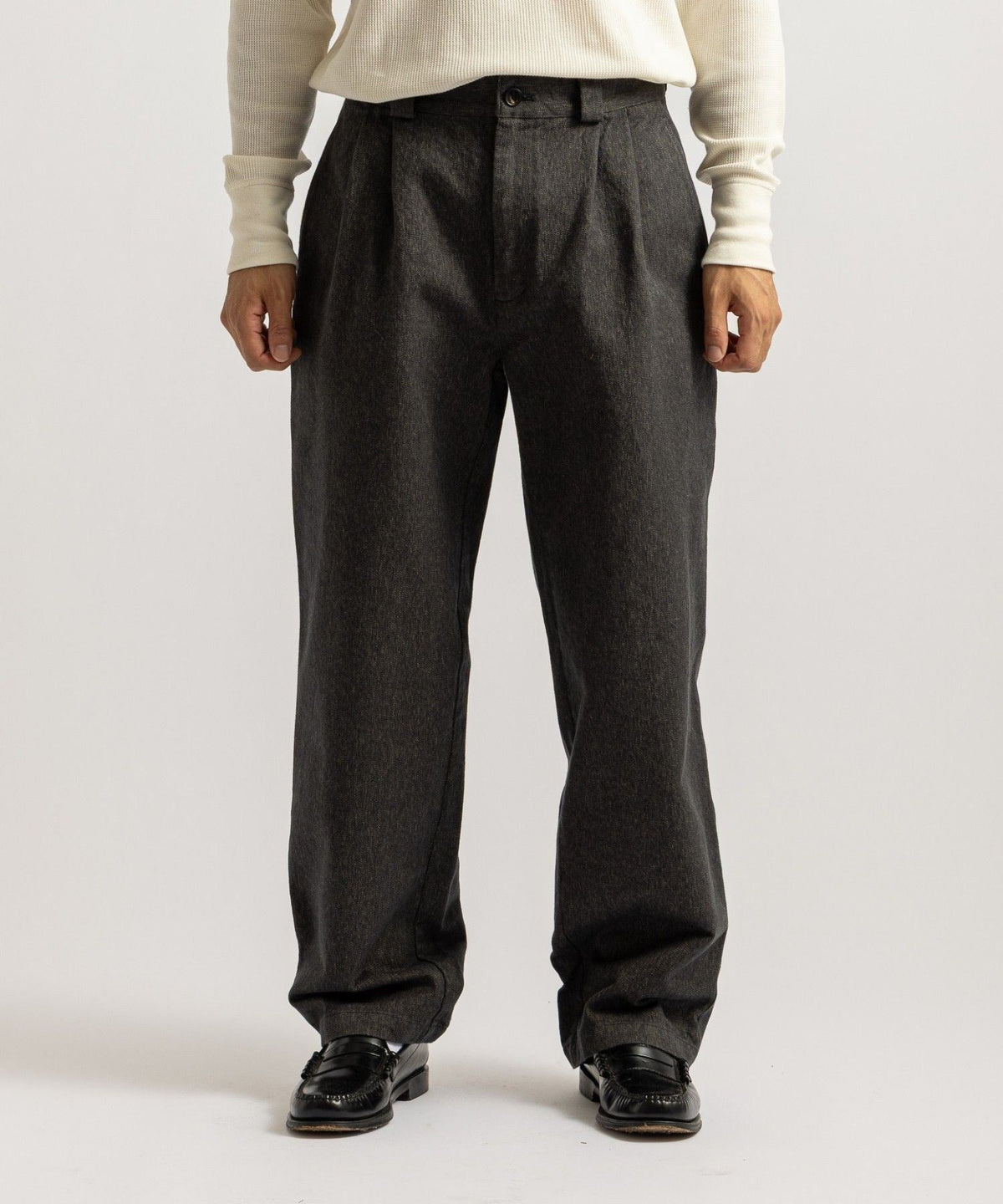 George Wide Melange Two Tuck Pant