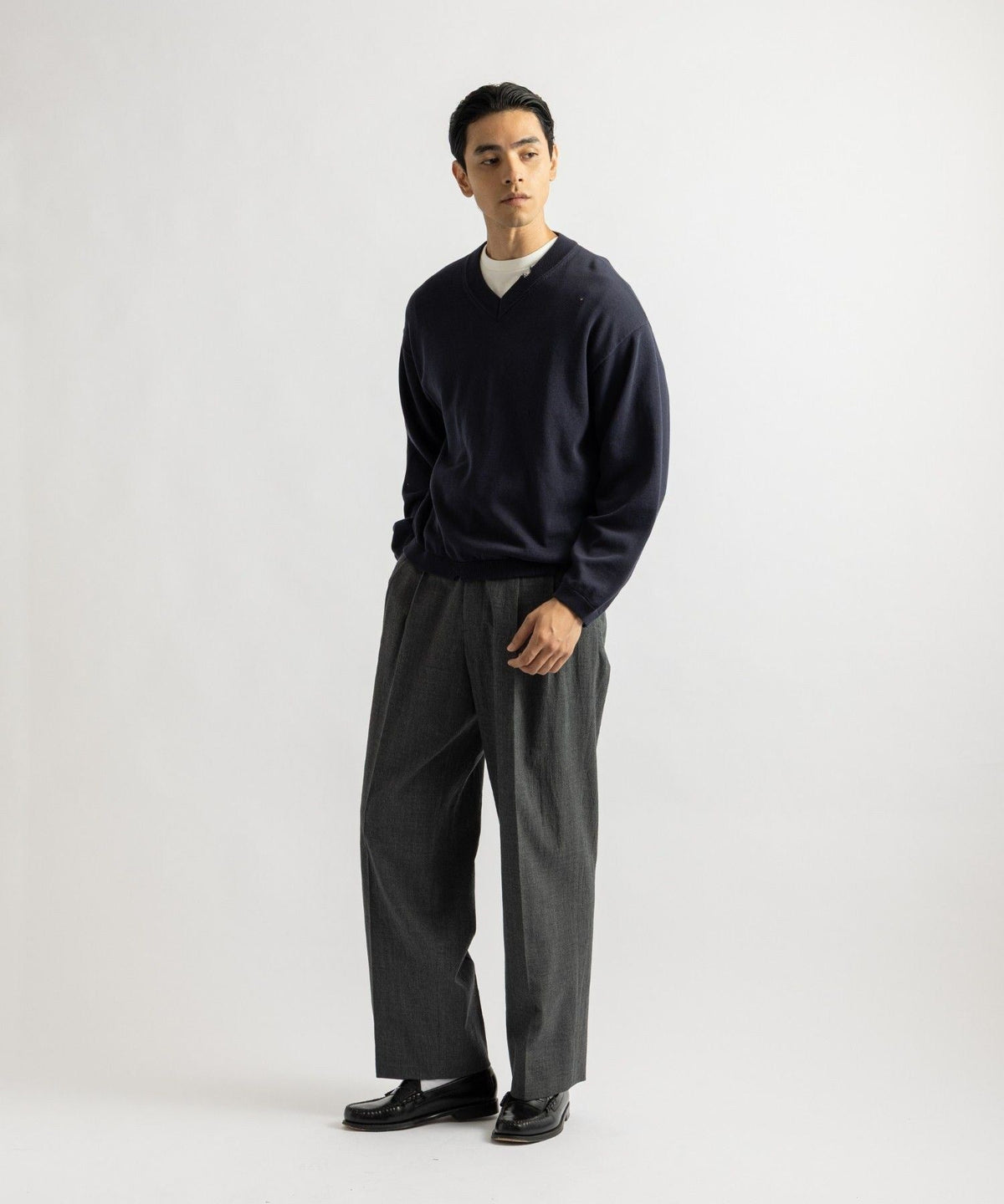 George Wide Melange Two Tuck Pant