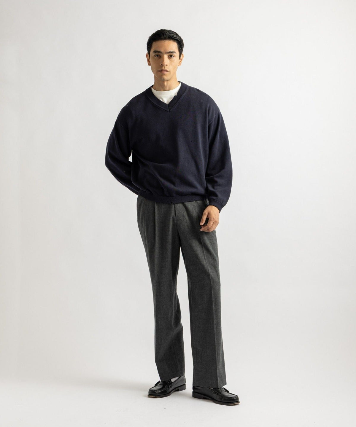 George Wide Melange Two Tuck Pant