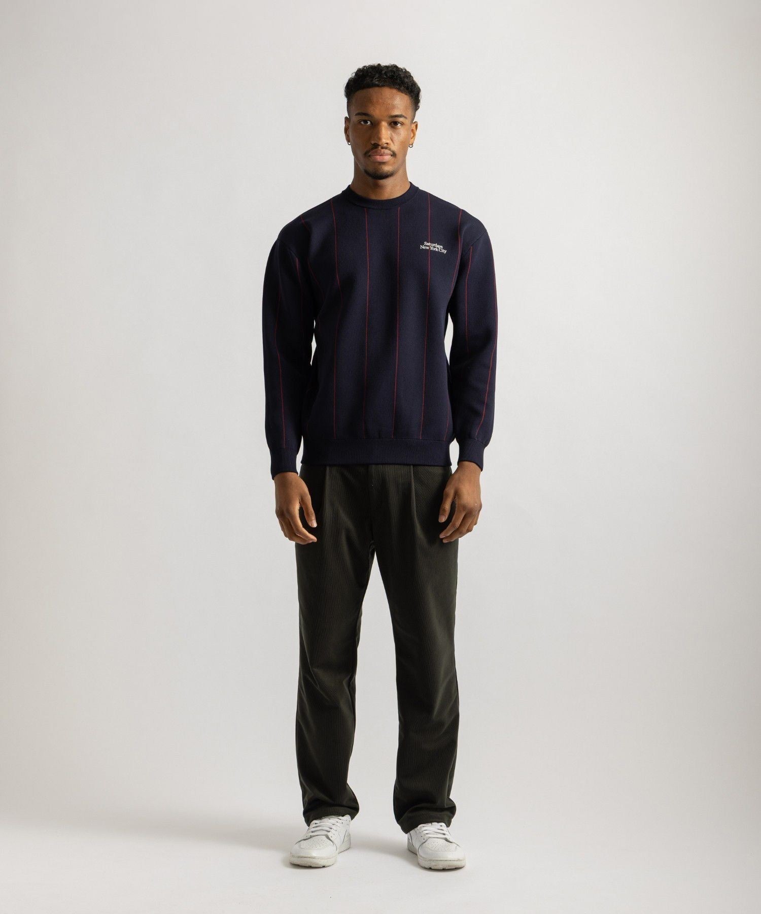 Jacquard Stripe Crewneck Knit