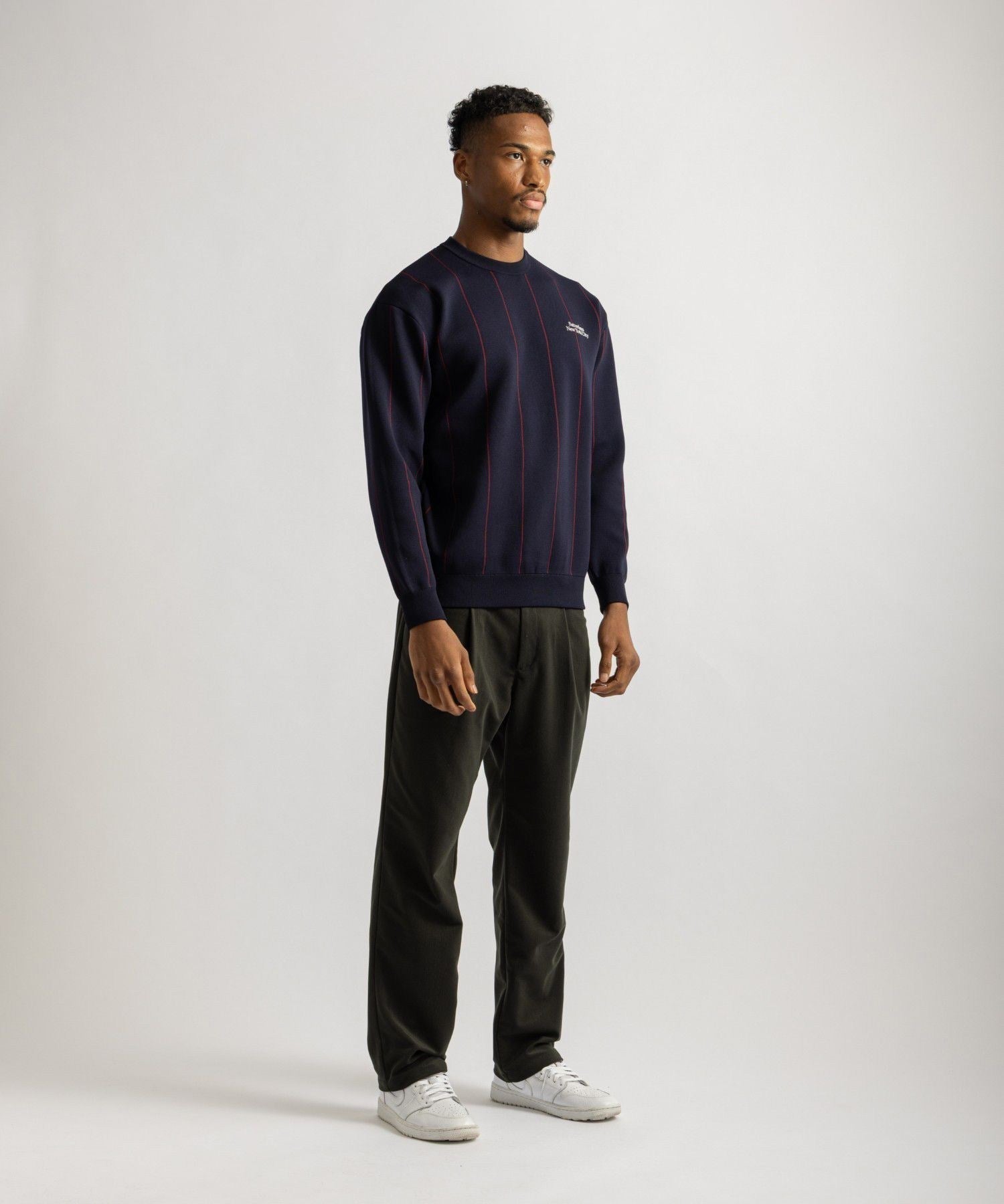 Jacquard Stripe Crewneck Knit