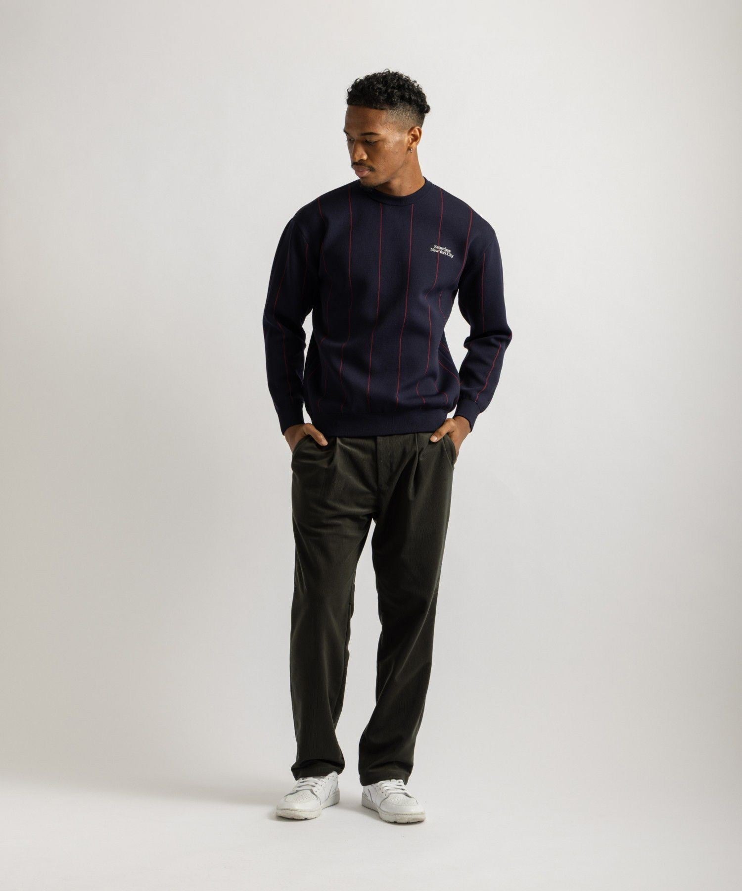 Jacquard Stripe Crewneck Knit