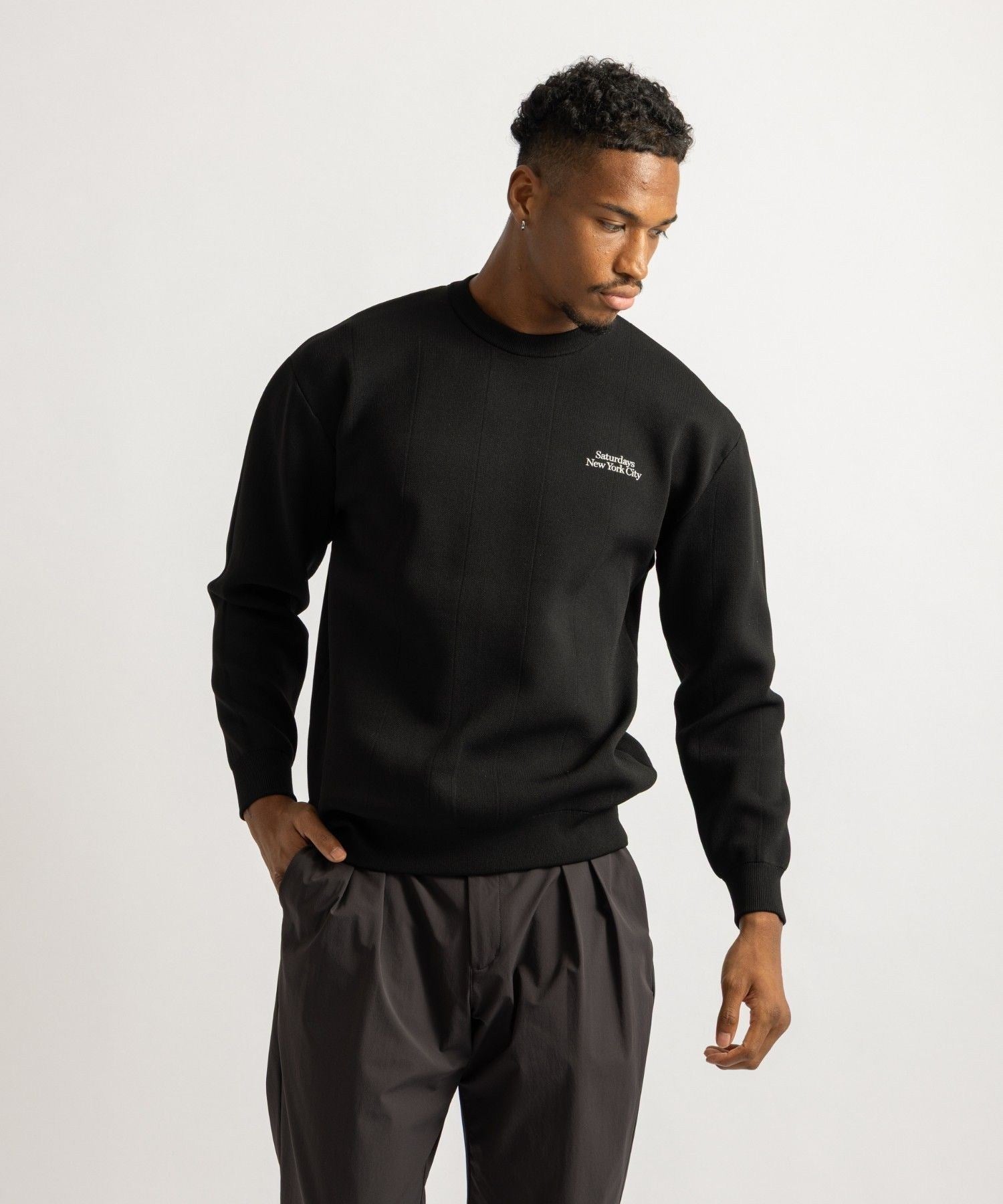 Jacquard Stripe Crewneck Knit