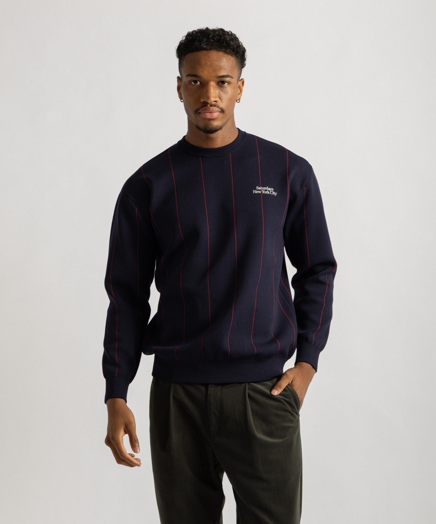 Jacquard Stripe Crewneck Knit